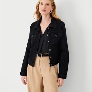 Ann Taylor Denim Jacket In Washed Black Wash, XS, Petite
